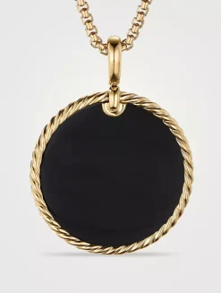 Dy Elements® Disc Pendant In 18k Yellow Gold With Black Onyx Reversible To Mother Of Pearl