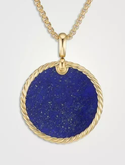 Dy Elements® Disc Pendant In 18k Yellow Gold With Lapis