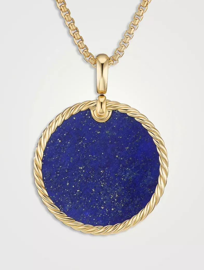 Dy Elements® Disc Pendant In 18k Yellow Gold With Lapis