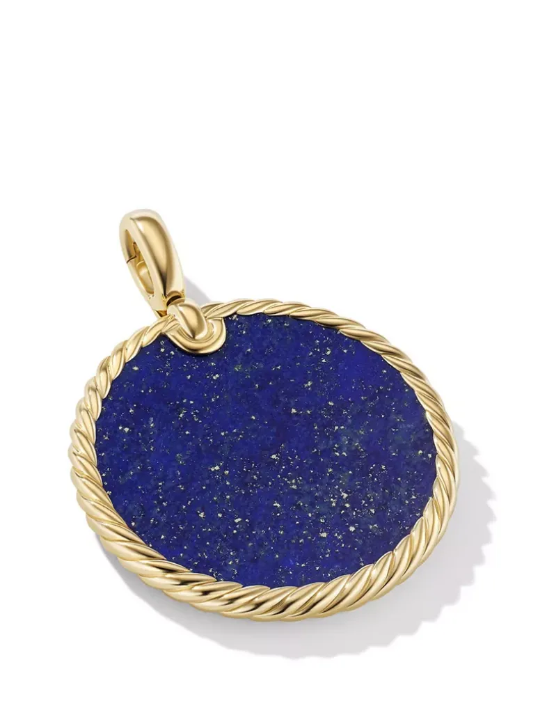 Dy Elements® Disc Pendant In 18k Yellow Gold With Lapis
