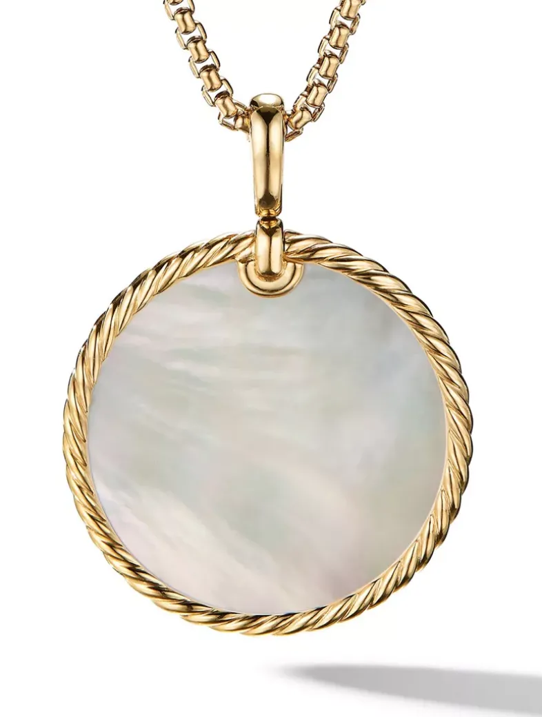 Dy Elements® Disc Pendant In 18k Yellow Gold With Lapis