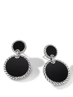 Dy Elements® Double Drop Earrings In Sterling Silver With Mother Of Pearl And Pavé Diamonds