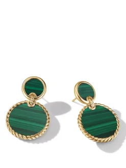 Dy Elements® Double Drop Earrings In 18k Yellow Gold With Mother Of Pearl