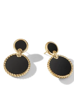 Dy Elements® Double Drop Earrings In 18k Yellow Gold With Mother Of Pearl