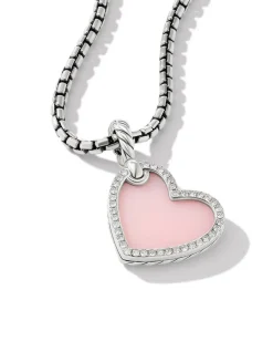 Dy Elements® Heart Amulet In Sterling Silver With Mother Of Pearl And Diamonds