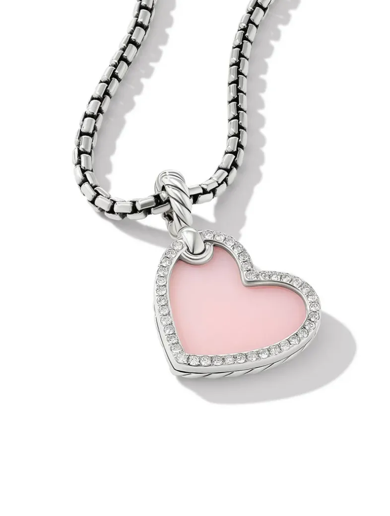 Dy Elements® Heart Amulet In Sterling Silver With Mother Of Pearl And Diamonds