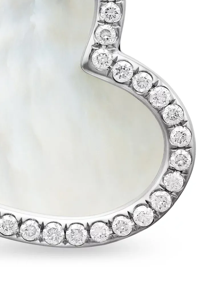 Dy Elements® Heart Amulet In Sterling Silver With Mother Of Pearl And Diamonds