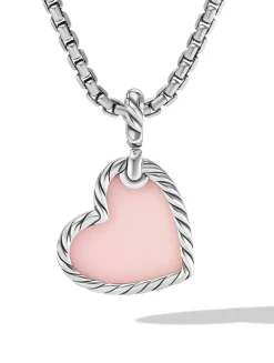Dy Elements® Heart Amulet In Sterling Silver With Pink Opal And Pavé Diamonds