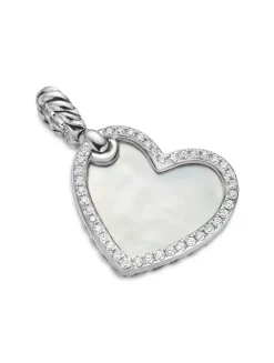 Dy Elements® Heart Amulet In Sterling Silver With Pink Opal And Pavé Diamonds