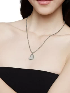 Dy Elements® Heart Amulet In Sterling Silver With Pink Opal And Pavé Diamonds