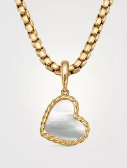 Dy Elements® Heart Amulet In 18k Yellow Gold With Mother Of Pearl