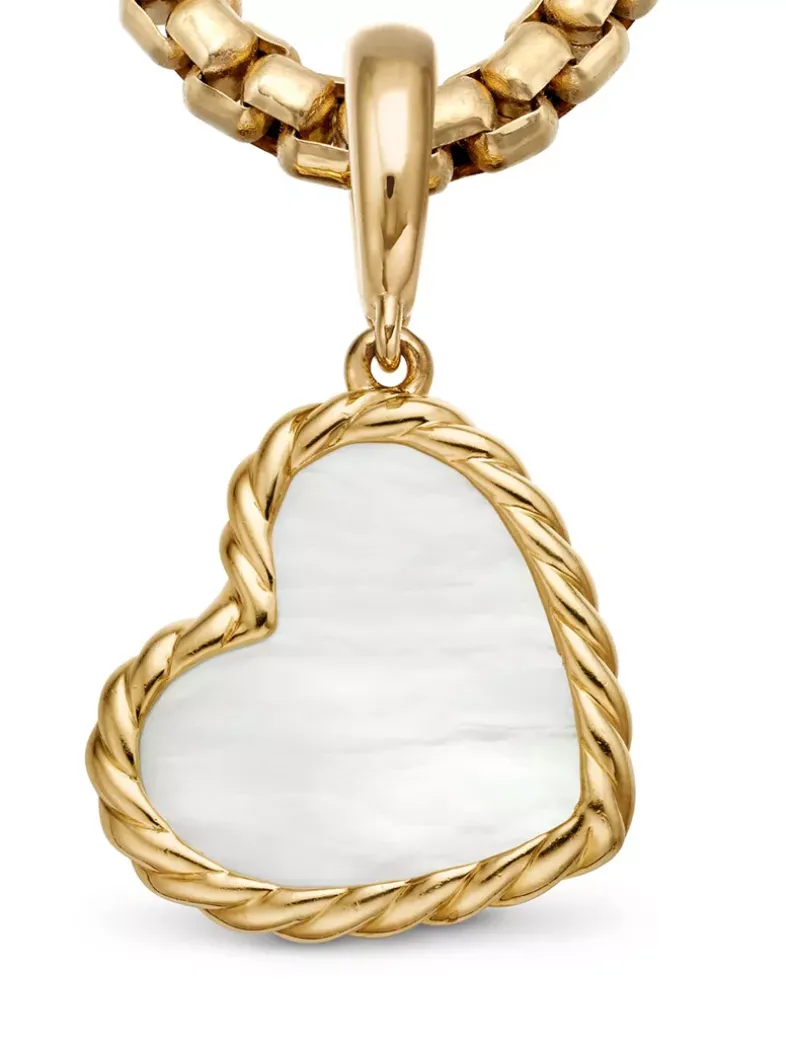 Dy Elements® Heart Amulet In 18k Yellow Gold With Mother Of Pearl