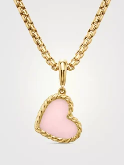 Dy Elements® Heart Amulet In 18k Yellow Gold With Pink Opal