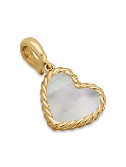 Dy Elements® Heart Amulet In 18k Yellow Gold With Pink Opal