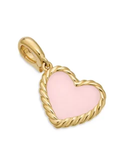 Dy Elements® Heart Amulet In 18k Yellow Gold With Pink Opal