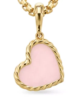Dy Elements® Heart Amulet In 18k Yellow Gold With Pink Opal