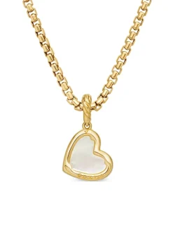 Dy Elements® Heart Pendant In 18k Yellow Gold With Mother Of Pearl And Diamonds, 19.5mm