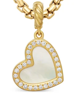 Dy Elements® Heart Pendant In 18k Yellow Gold With Mother Of Pearl And Diamonds, 19.5mm