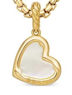 Dy Elements® Heart Pendant In 18k Yellow Gold With Mother Of Pearl And Diamonds, 19.5mm