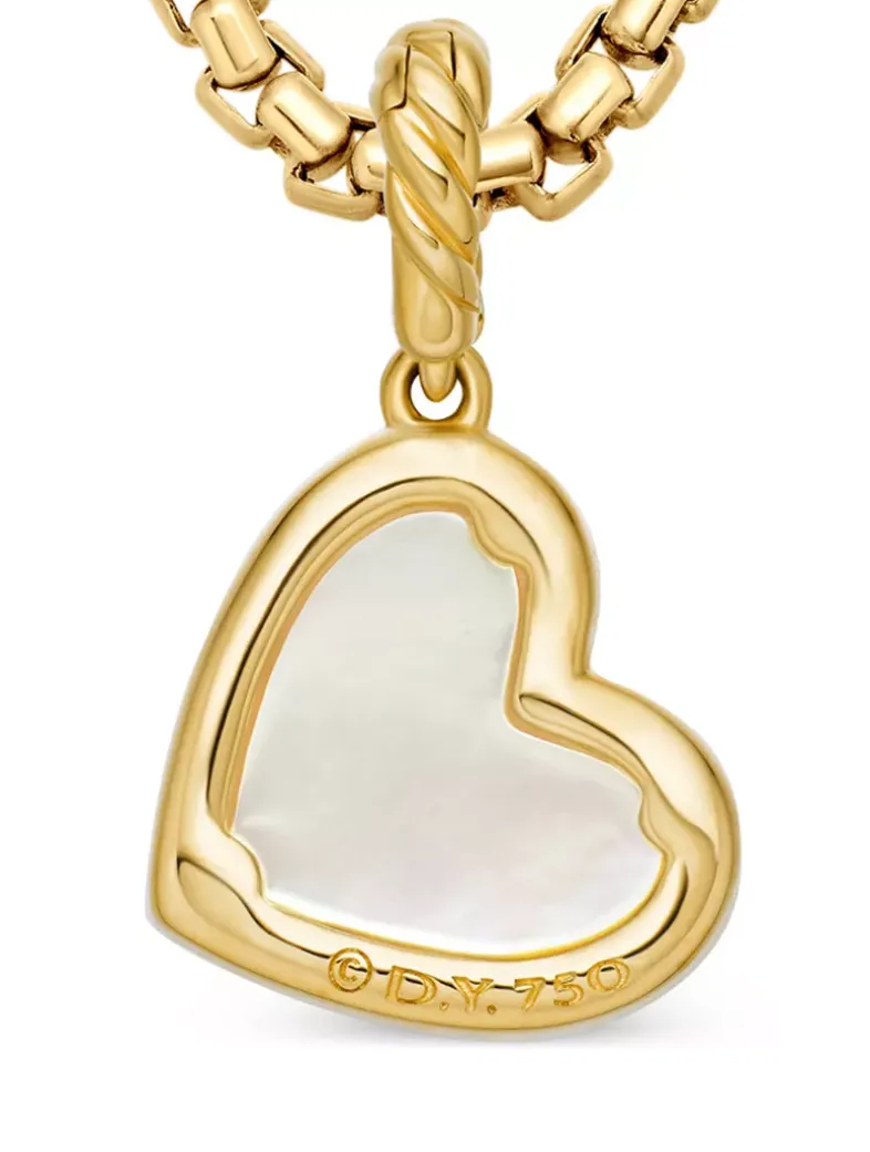 Dy Elements® Heart Pendant In 18k Yellow Gold With Mother Of Pearl And Diamonds, 19.5mm