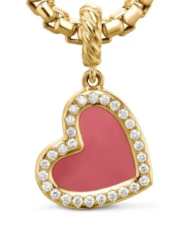 Dy Elements® Heart Pendant In 18k Yellow Gold With Mother Of Pearl And Diamonds, 19.5mm
