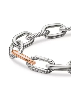 Dy Madison® Chain Bracelet In Sterling Silver With 18k Rose Gold, 11mm
