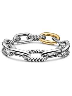 Dy Madison® Chain Bracelet In Sterling Silver With 18k Yellow Gold, 13.5mm
