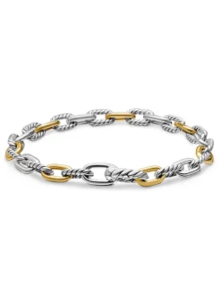 Dy Madison® Chain Bracelet In Sterling Silver With 18k Yellow Gold, 5.5mm