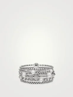 Dy Madison® Pearl Multi Row Chain Bracelet In Sterling Silver With Pearls, 25.7mm