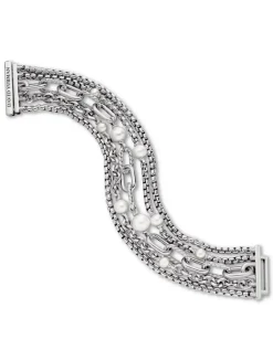 Dy Madison® Pearl Multi Row Chain Bracelet In Sterling Silver With Pearls, 25.7mm