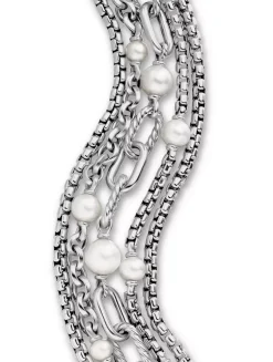 Dy Madison® Pearl Multi Row Chain Bracelet In Sterling Silver With Pearls, 25.7mm