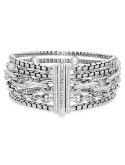 Dy Madison® Pearl Multi Row Chain Bracelet In Sterling Silver With Pearls, 25.7mm