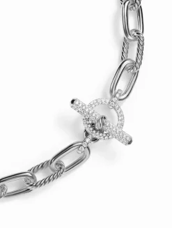 Dy Madison® Toggle Chain Necklace In Sterling Silver With Diamonds 11mm