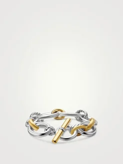 Dy Mercer® Chain Bracelet In Sterling Silver With 18k Yellow Gold And Diamonds, 25mm