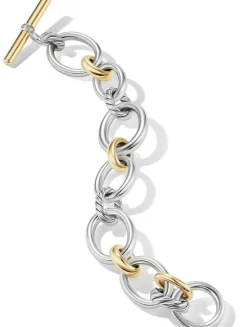Dy Mercer® Chain Bracelet In Sterling Silver With 18k Yellow Gold And Diamonds, 25mm