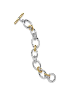 Dy Mercer® Chain Bracelet In Sterling Silver With 18k Yellow Gold And Diamonds, 25mm