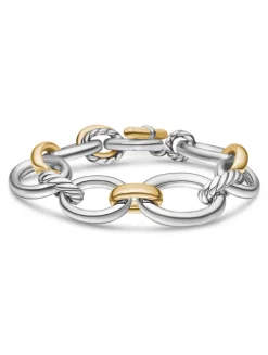 Dy Mercer® Chain Bracelet In Sterling Silver With 18k Yellow Gold And Diamonds, 25mm