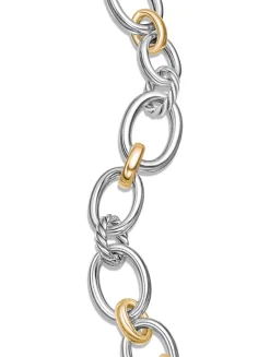 Dy Mercer® Chain Bracelet In Sterling Silver With 18k Yellow Gold And Diamonds, 25mm