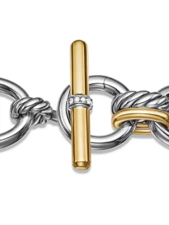 Dy Mercer® Chain Bracelet In Sterling Silver With 18k Yellow Gold And Diamonds, 25mm