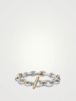 Dy Mercer® Chain Bracelet In Sterling Silver With 18k Yellow Gold And Diamonds, 8mm