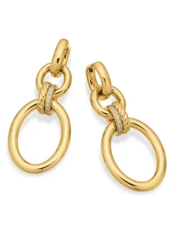 Dy Mercer® Circular Drop Earrings In 18k Yellow Gold With Diamonds, 50mm