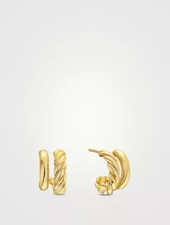 Dy Mercer® Double Hoop Huggie Earrings In 18k Yellow Gold, 13.5mm