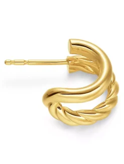 Dy Mercer® Double Hoop Huggie Earrings In 18k Yellow Gold, 13.5mm