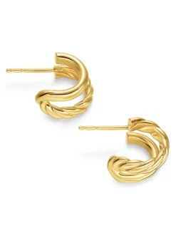 Dy Mercer® Double Hoop Huggie Earrings In 18k Yellow Gold, 13.5mm