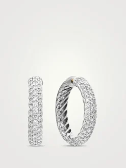 Dy Mercer® Hoop Earrings In Sterling Silver With Diamonds, 25.4mm