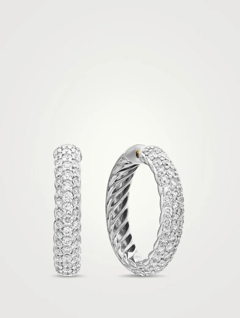 Dy Mercer® Hoop Earrings In Sterling Silver With Diamonds, 25.4mm