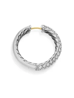 Dy Mercer® Hoop Earrings In Sterling Silver With Diamonds, 25.4mm