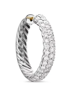 Dy Mercer® Hoop Earrings In Sterling Silver With Diamonds, 25.4mm