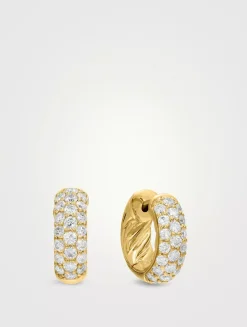 Dy Mercer® Micro Hoop Earrings In 18k Yellow Gold With Diamonds, 13.5mm