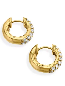 Dy Mercer® Micro Hoop Earrings In 18k Yellow Gold With Diamonds, 13.5mm
